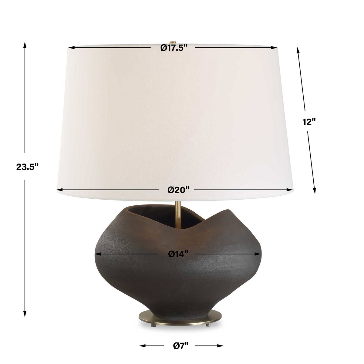 Nocturne Aged Black Table Lamp, by Uttermost, 20" width x 23.5" height x 20" depth View 3