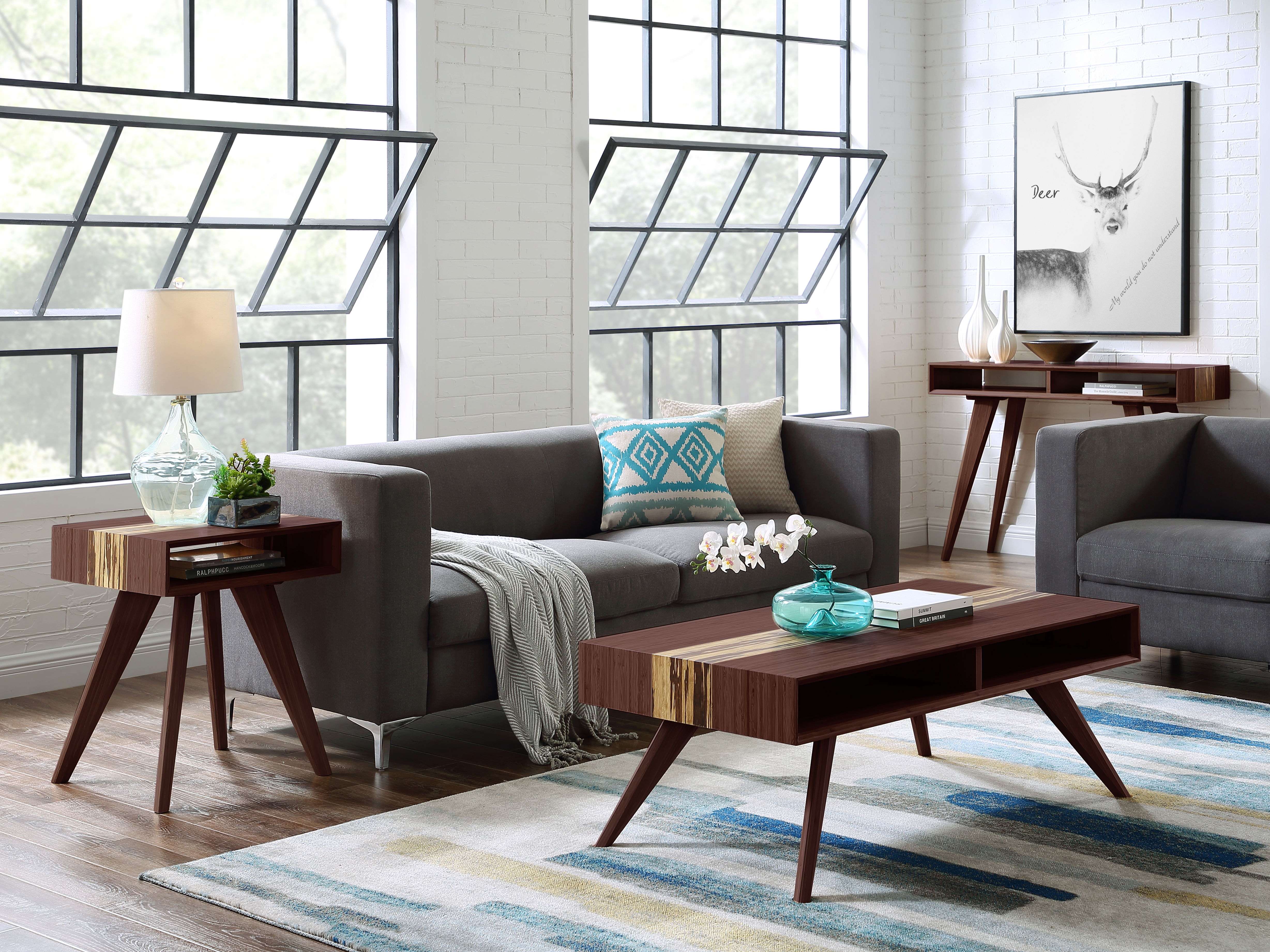 Azara Tiger End Table, Sable, Living Room by Greenington, 19" length x 19" width x 24.25" height View 3