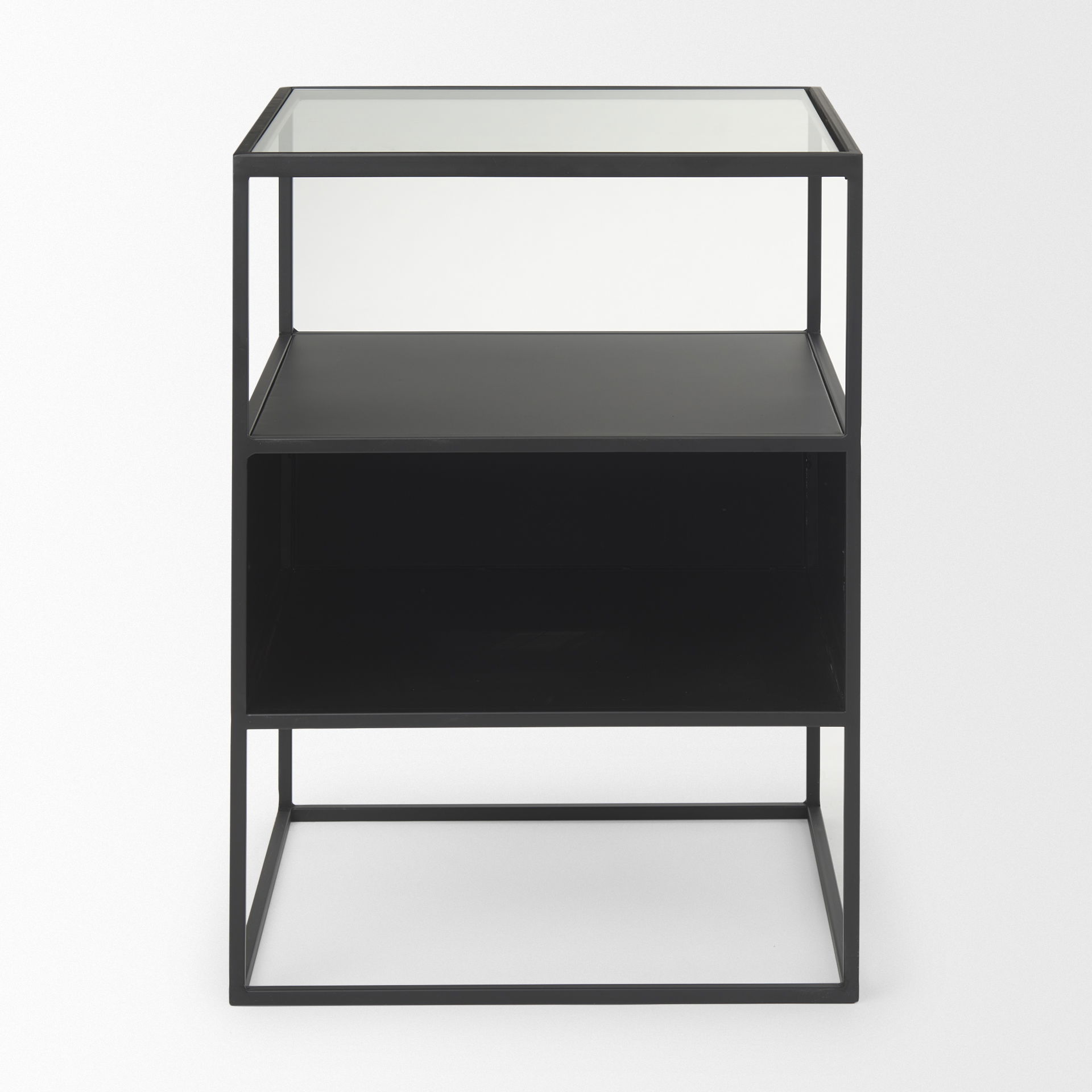Samson  Side Table Matte Black Metal and Glass large image 