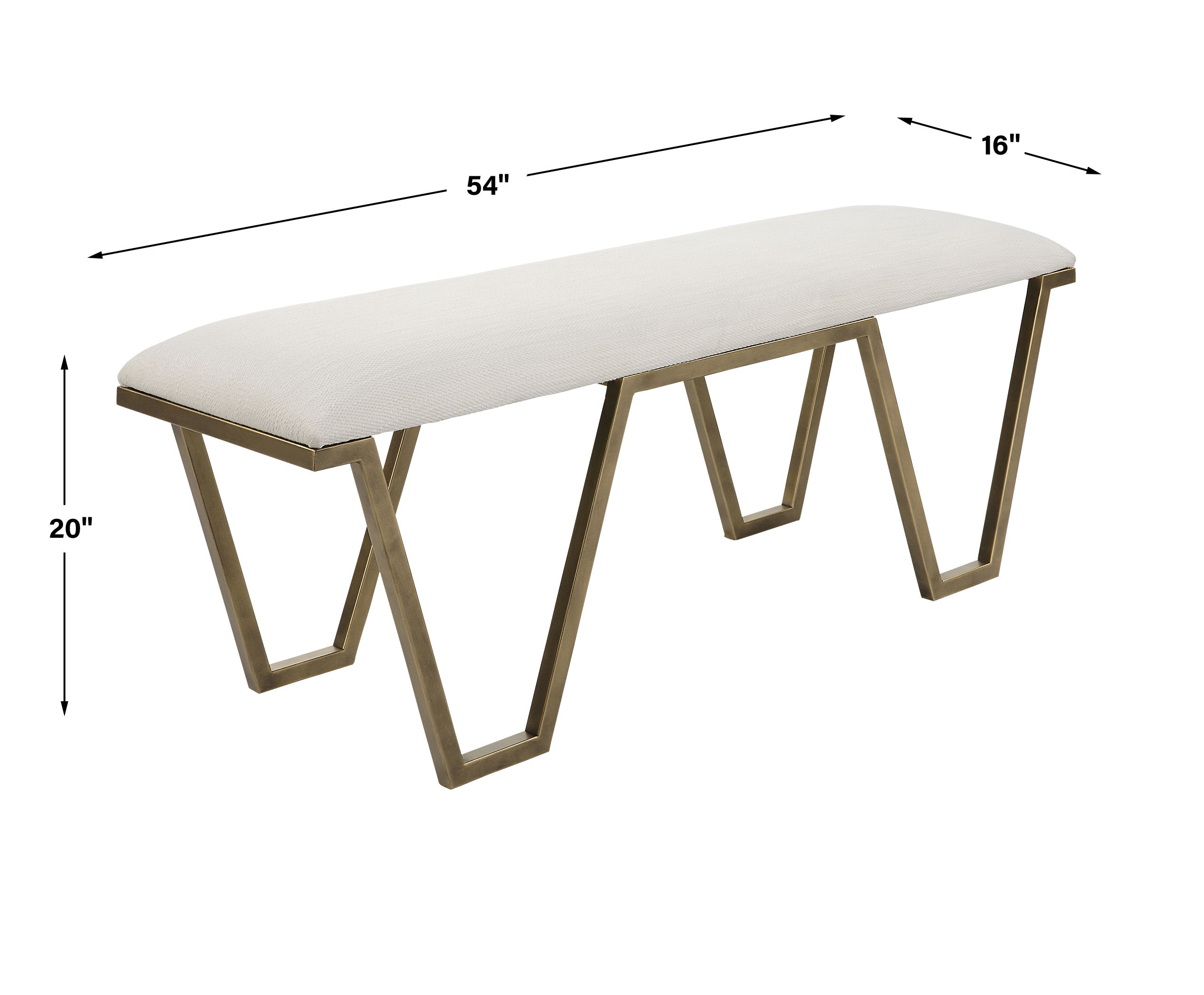 Farrah Geometric Bench, Furniture by Uttermost, 53.75" width x 20.67" height x 15.75" depth View 3