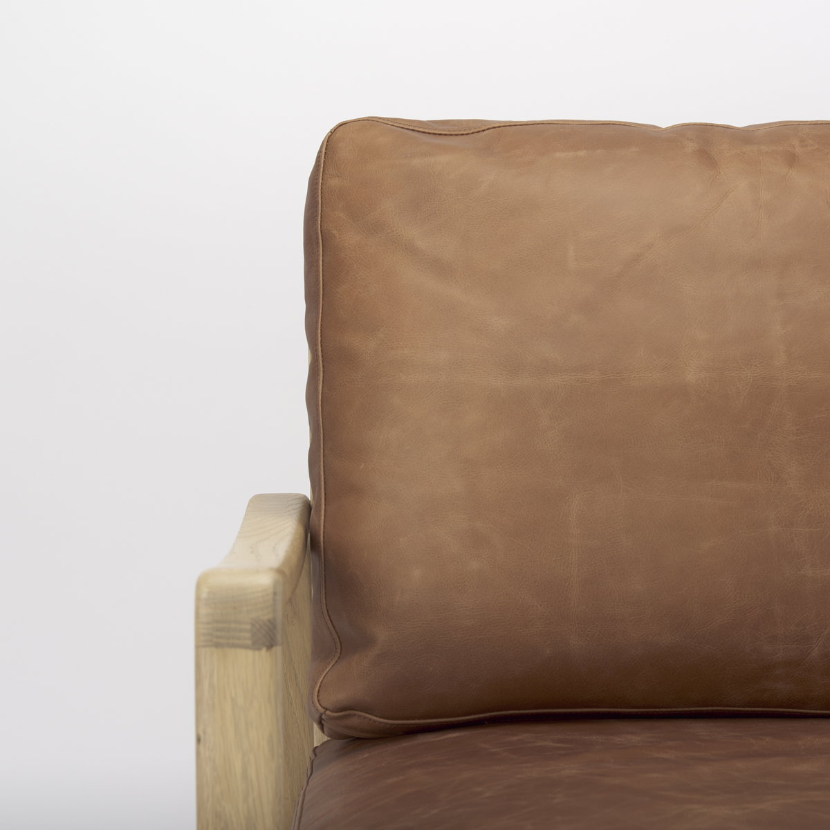 Raeleigh  Cognac Leather with Light Brown Wood Frame Accent Chair, by Mercana, 27.95" length x 34.06" width x 34.45" height View 9