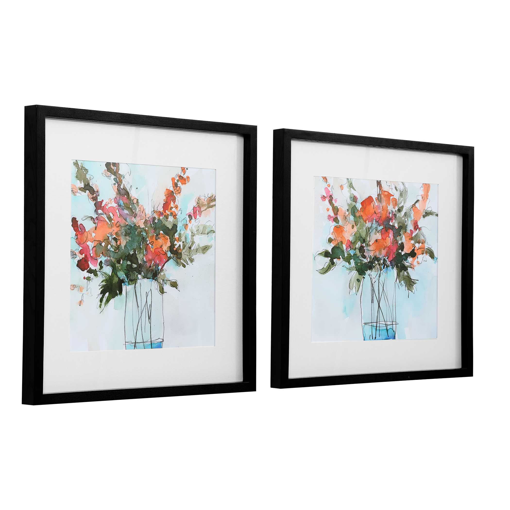 Fresh Flowers Watercolor Prints Set/2 large image 