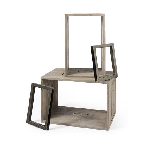 Simul (Set of 2) Light Brown Wood Modular Shelving Unit