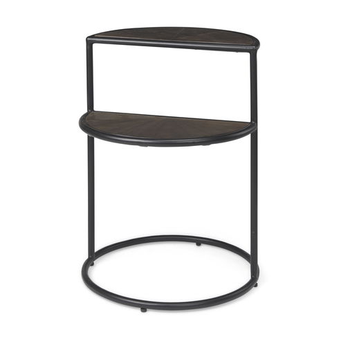 Arlo 20.5L x 20.5W x 24.4H Brown Wood with Black Metal End Table