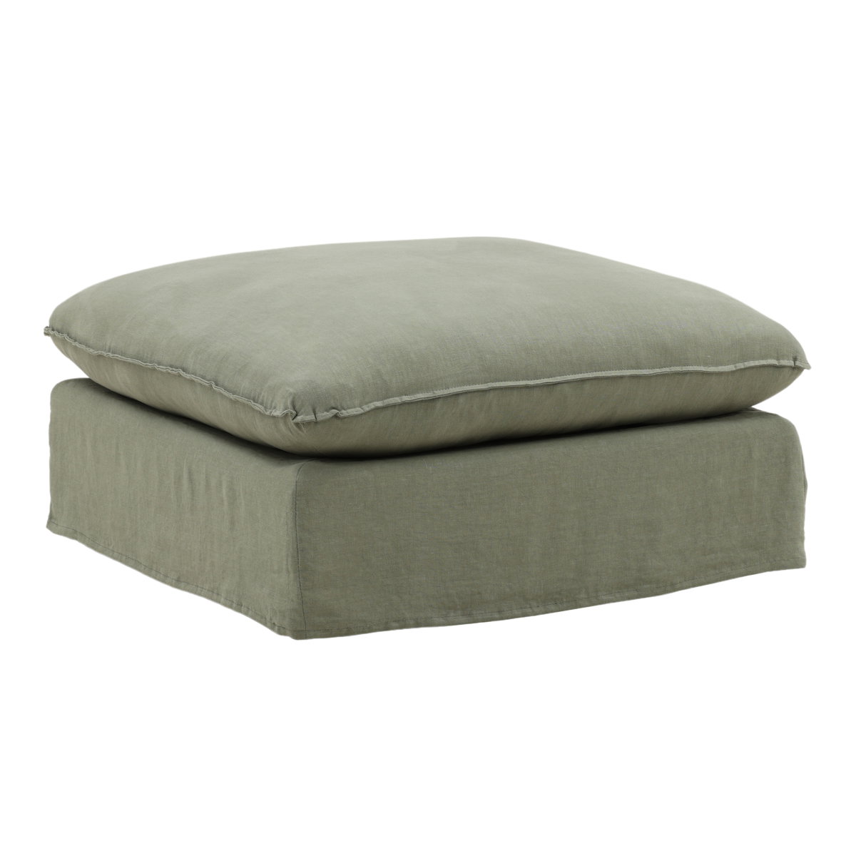 Vivian Ottoman Slipcover Forest, Sofas & Sectional by Dovetail, 35.43" width x 18.9" height x 35.43" depth