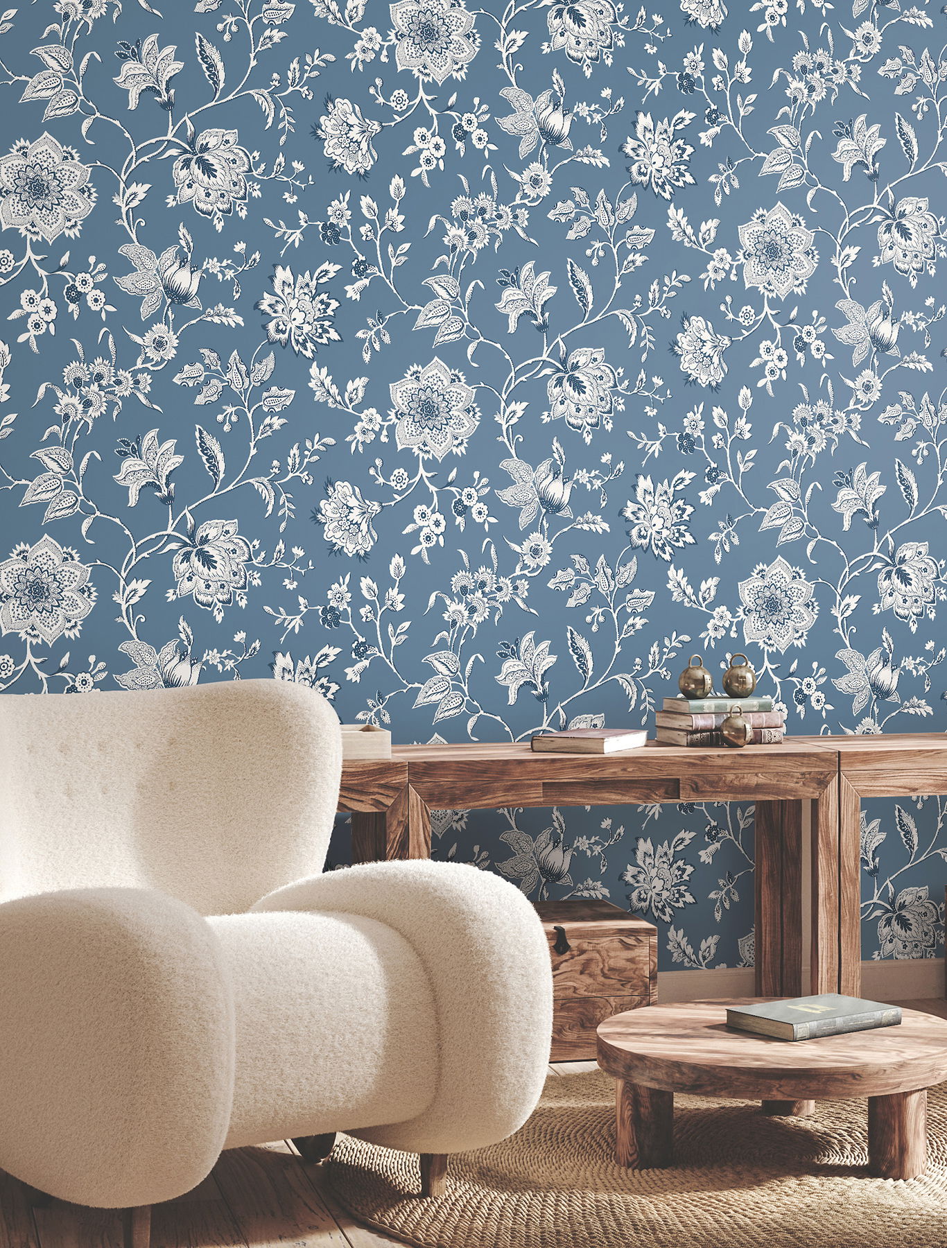 Sutton Blue Wallpaper, by York Wall, 27' length x 2'3" width x 0.02" depth View 3