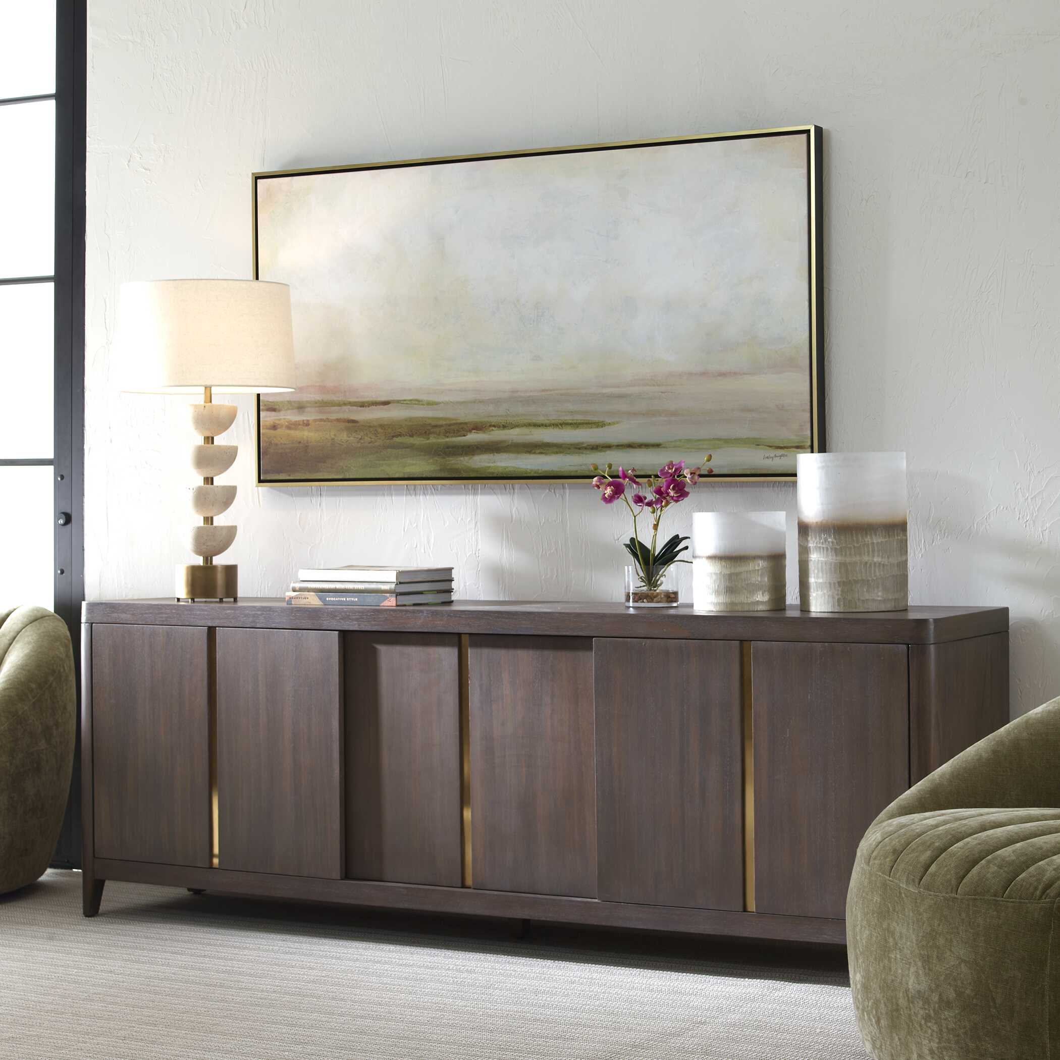 Hazy Lake Framed Landscape Art, Painting by Uttermost, 61.5" width x 31.5" height x 2" depth View 3