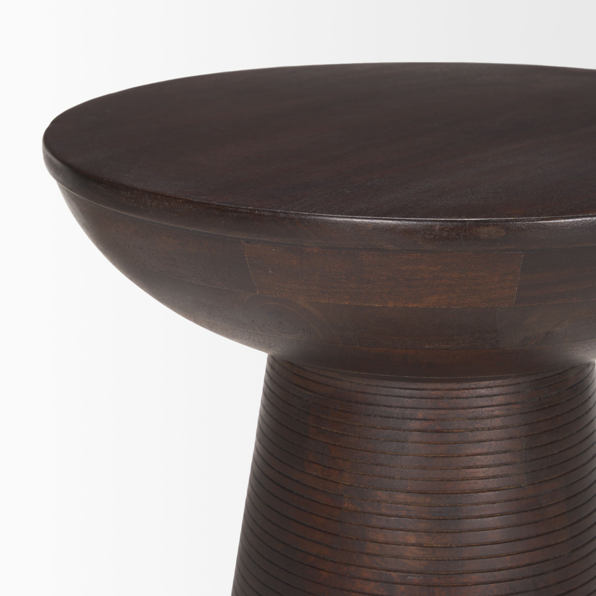 Novell Dark Brown Wood Pedestal Accent Table, Side & End Table by Mercana, 16" length x 16" width x 21" height View 7