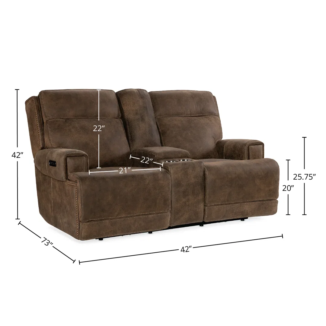 Wheeler 73'' Genuine Leather Pillow Top Arm Reclining Loveseat, Sofas & Sectional by Hooker Furniture, 73" width x 42" height x 42" depth View 3