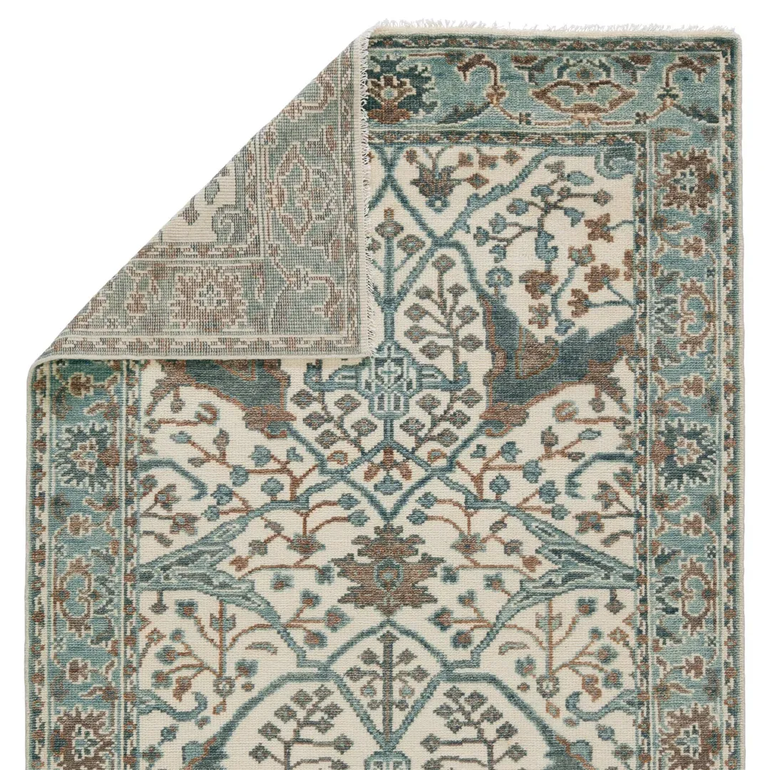Jaipur Living Slayton Handknotted Medallion Ivory Light Teal Area Rug large image 