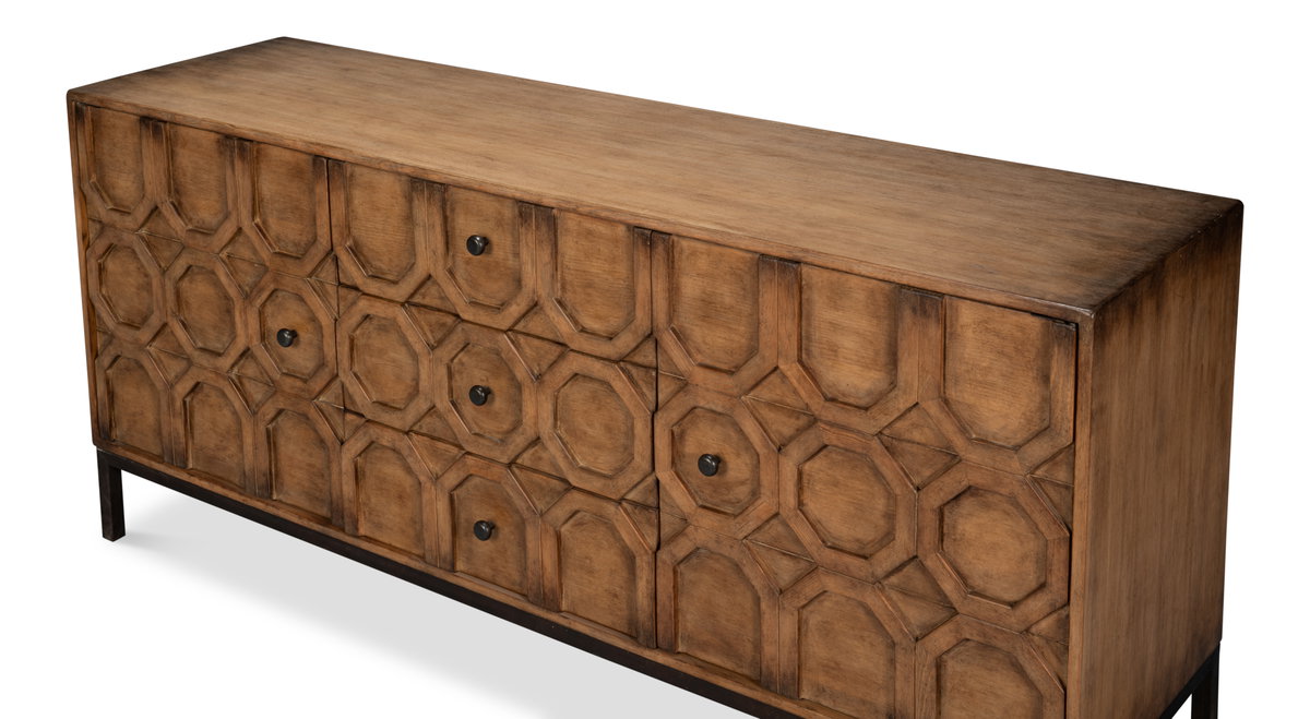 Becket Sideboard  Brown, by Sarreid, 1'8" length x 6'2" width x 2'9" height View 10
