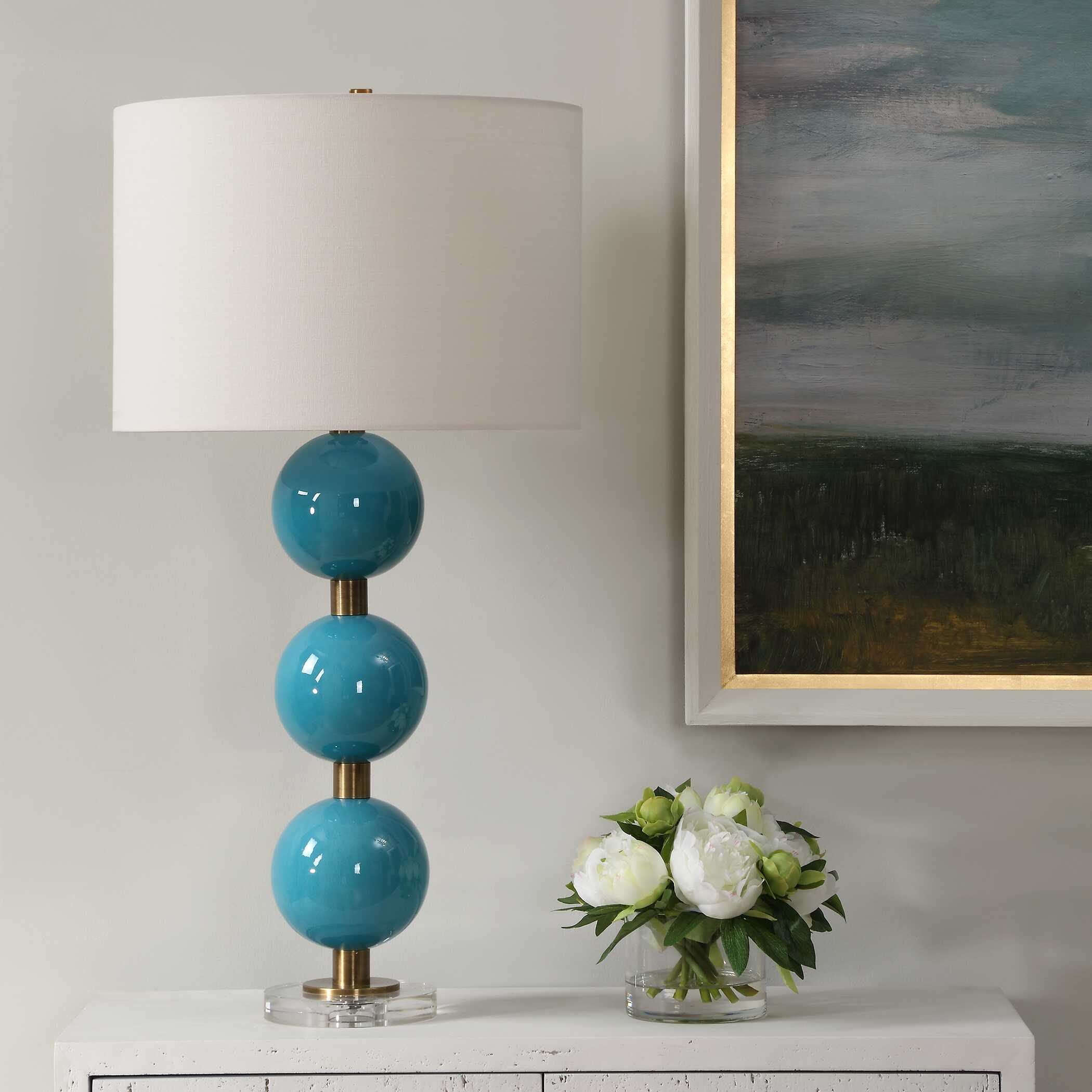 Palawan Blue Glaze Table Lamp large image 