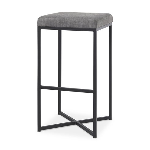 Frodo Backless 29.75in Seat Bar Stool | Gray Fabric with Black Iron