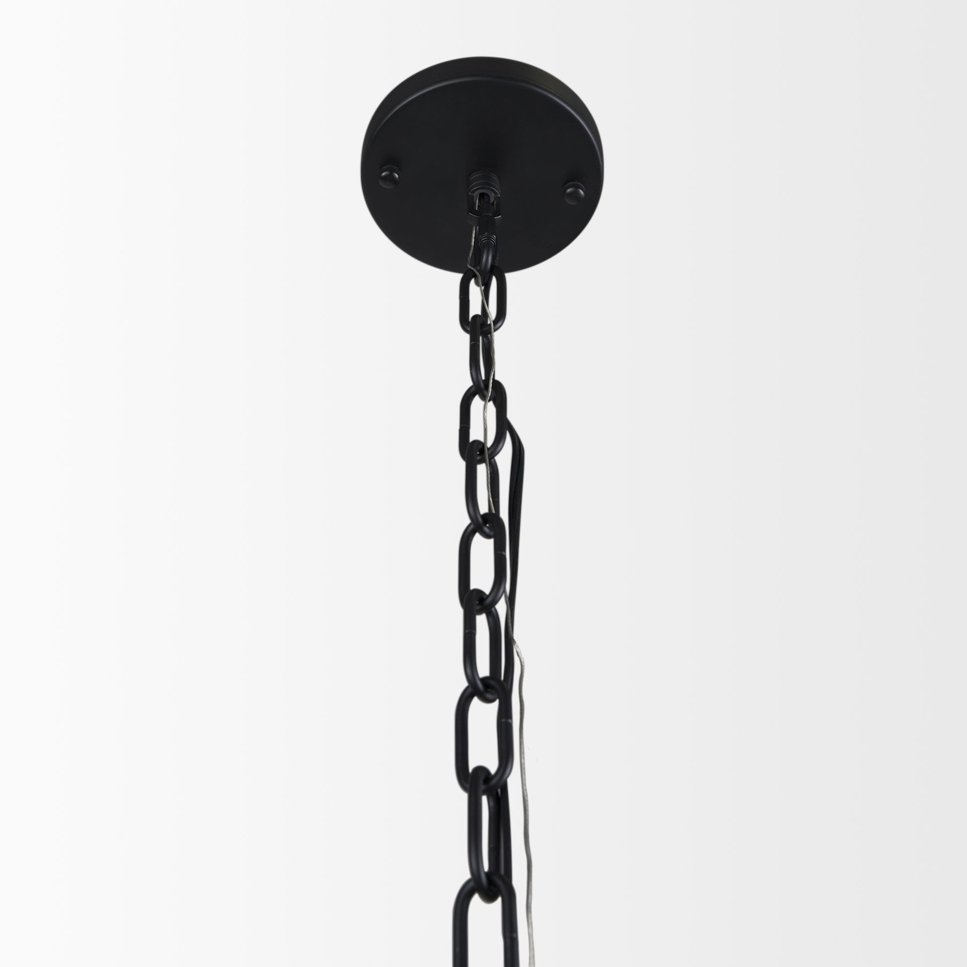Edie Matte Black Metal with Frosted Glass Globe 1-Light Pendant, by Mercana, 12" length x 12" width x 54" height View 5
