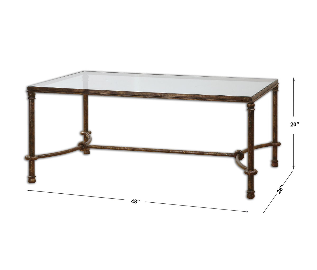 Warring Iron Coffee Table, by Uttermost, 48" width x 20" height x 28" depth View 3