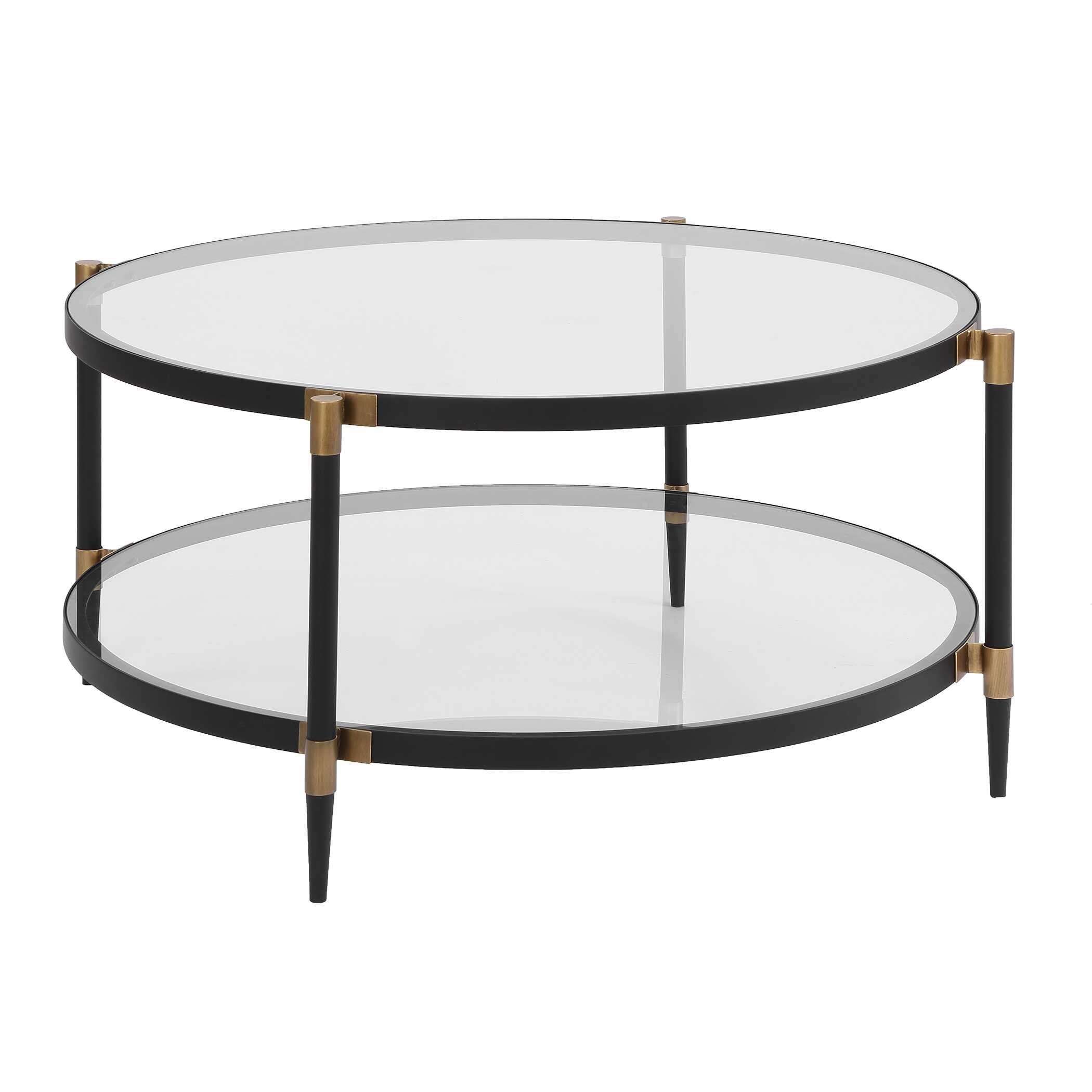 Chadid Round Glass Coffee Table, Furniture by Uttermost, 39" width x 18.25" height x 39" depth View 6