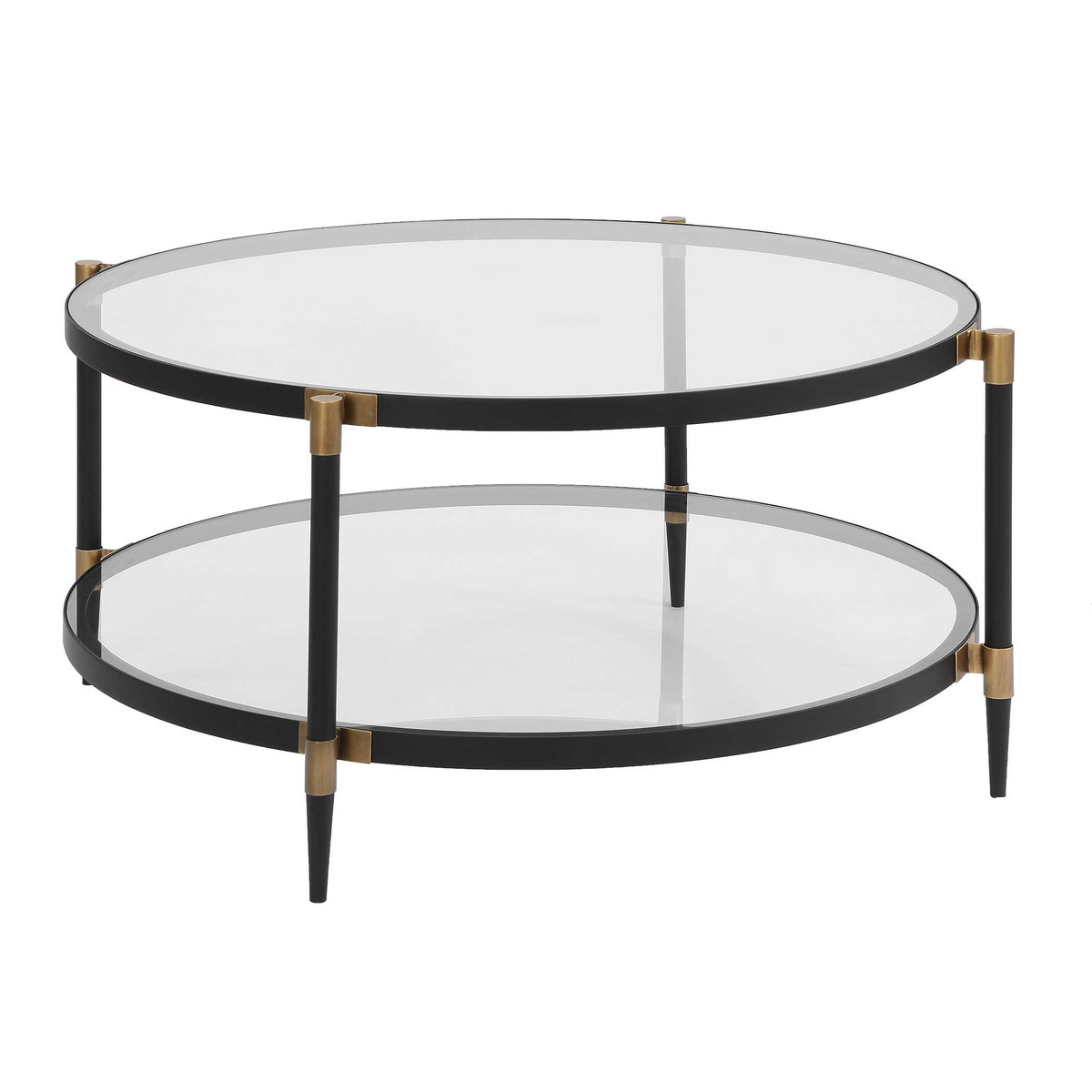 Chadid Round Glass Coffee Table, by Uttermost, 39" width x 18.25" height x 39" depth View 6