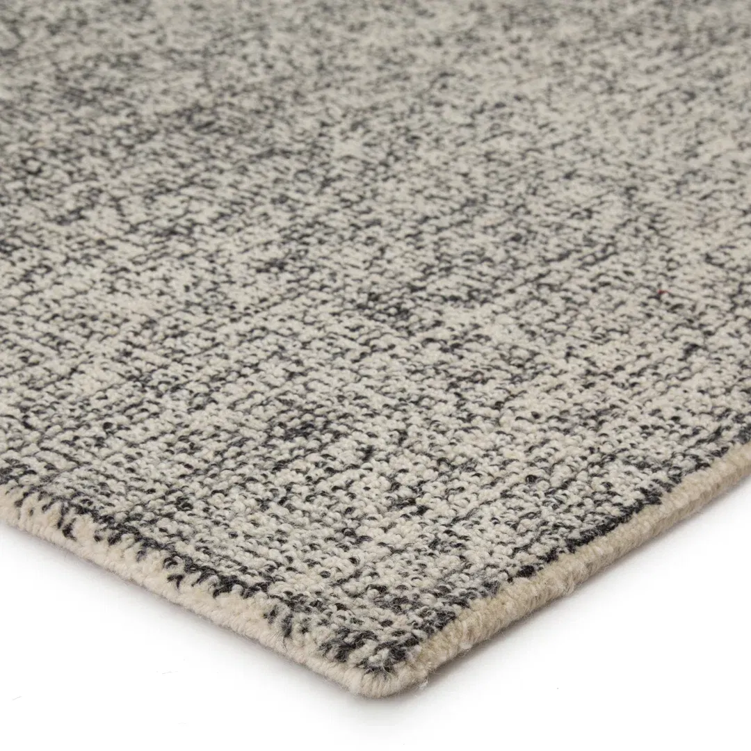 Oland Handmade Solid Cream/ Black Area Rug large image 