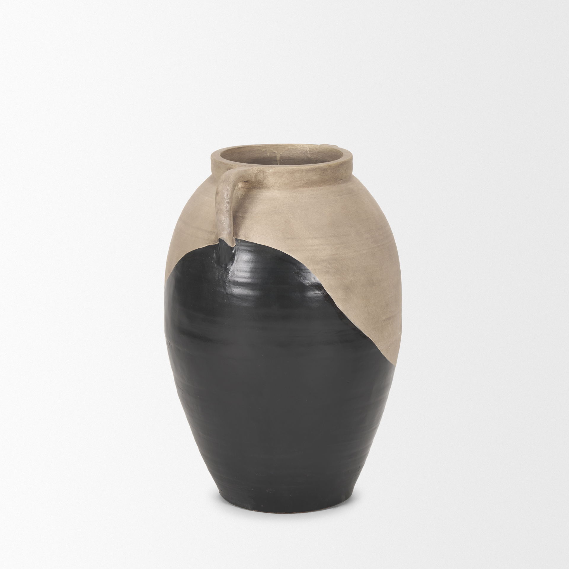 Tully Textured Matte Brown with Matte Black Short Ceramic Floor Vase large image 