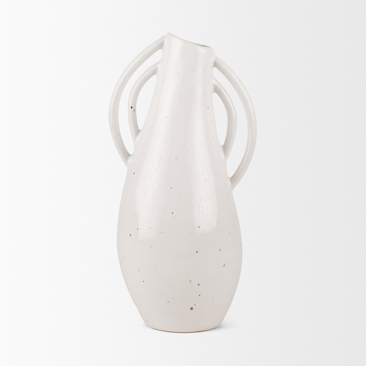 Urvi Tall Off White Speckled Asymmetrical Ceramic Vase, by Mercana, 7.09" length x 5.91" width x 13.98" height View 7