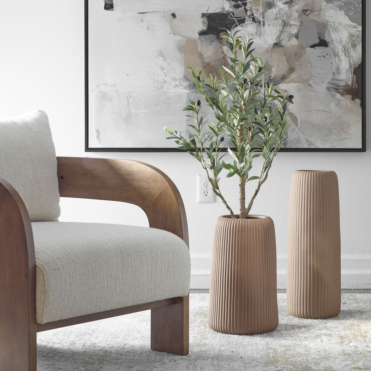 Ridge Light Brown Vases Set/2, by Uttermost, 8.25" width x 22" height x 8.25" depth View 2