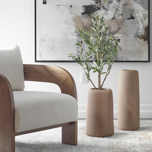 Ridge Light Brown Vases, Set/2