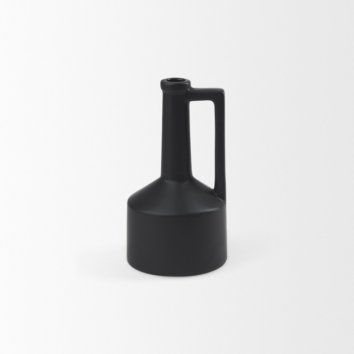 Burton 10.8H Small Matte Black Ceramic Jug Vase, Decorative Jar by Mercana, 4.92" length x 4.92" width x 9.25" height View 6