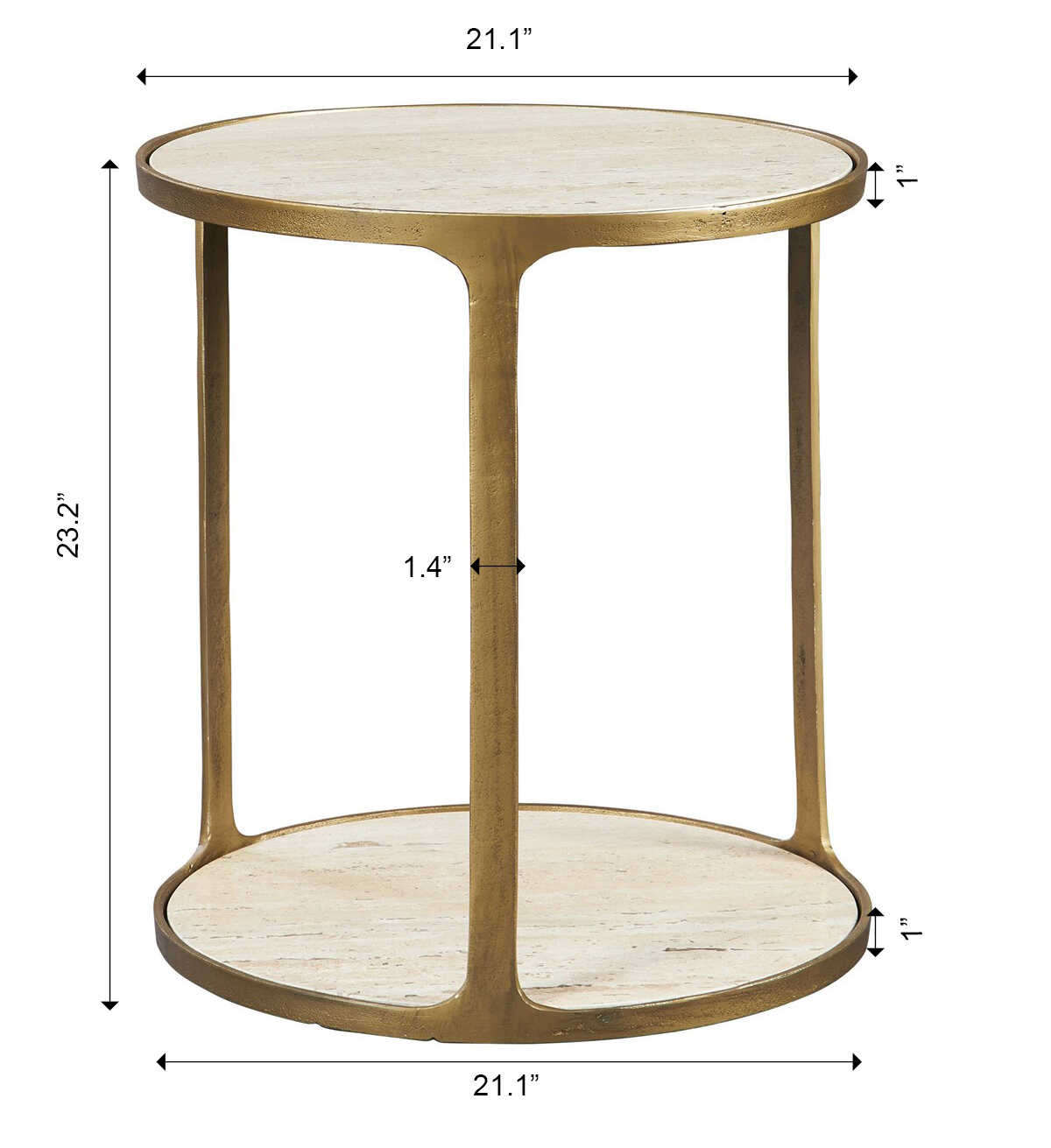 Clench Brass Side Table, Side & End Table by Uttermost, 21.25" width x 23.25" height x 21.25" depth View 3