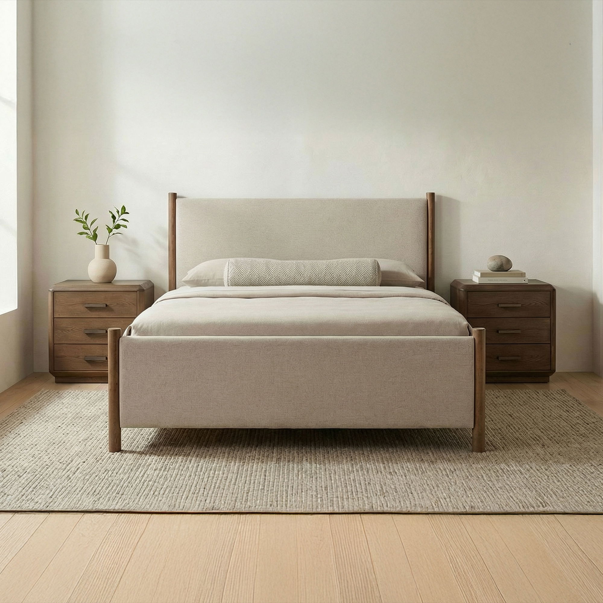 Warren King Bed Beige, by Moe's Home, 80.5" width x 52" height x 85.8" depth View 6