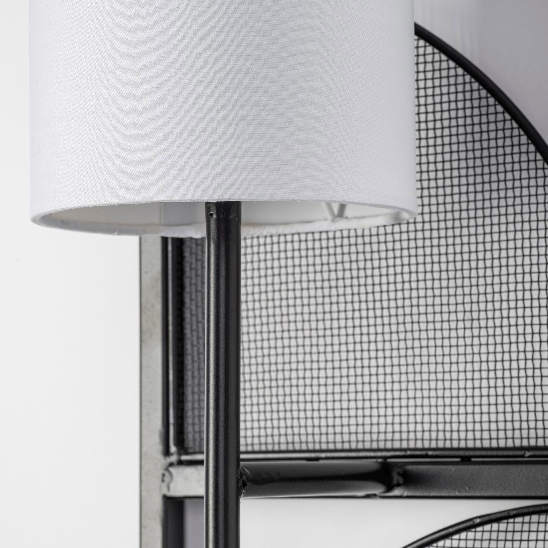 Navin 10x46.5 Black Metal Body White Fabric Shade Rectangular Wall Sconce, by Mercana, 10.04" length x 8.86" width x 46.85" height View 5