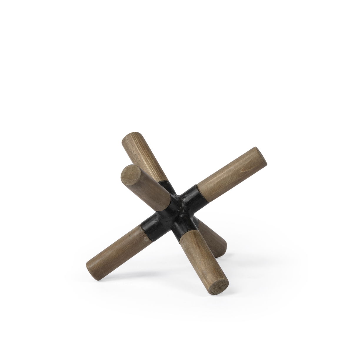 Stuhrling I (Small) 7L x 7W Brown Wood with Black Metal Jack, Decorative Object by Mercana, 7.09" length x 7.09" width x 4.72" height View 1