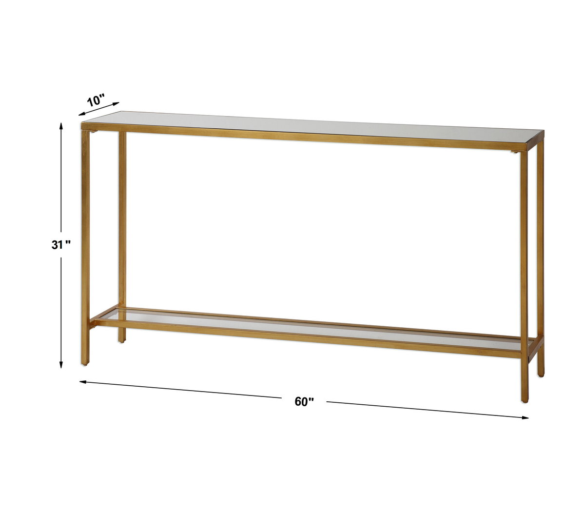 Hayley Gold Console Table, by Uttermost, 60" width x 31" height x 10" depth View 3