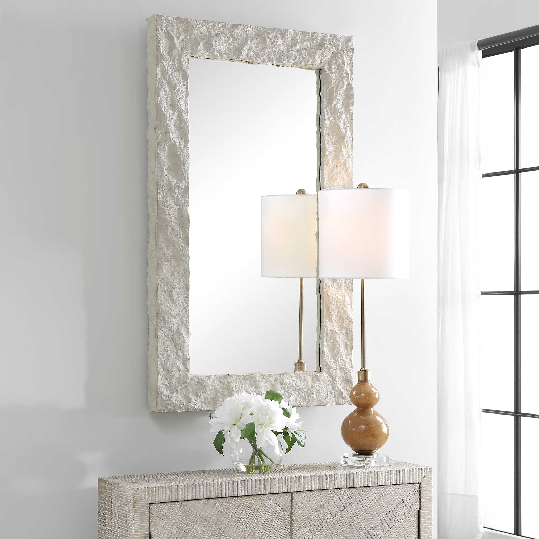 Quarry Rectangle Stone Veneer Mirror, by Uttermost, 28" width x 48" height x 3" depth View 4