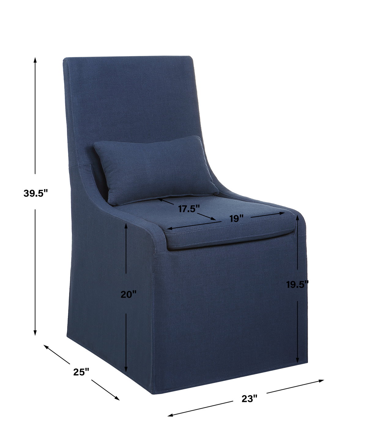 Coley Denim Armless Chair, Accent Chair by Uttermost, 23" width x 39.5" height x 25" depth View 3