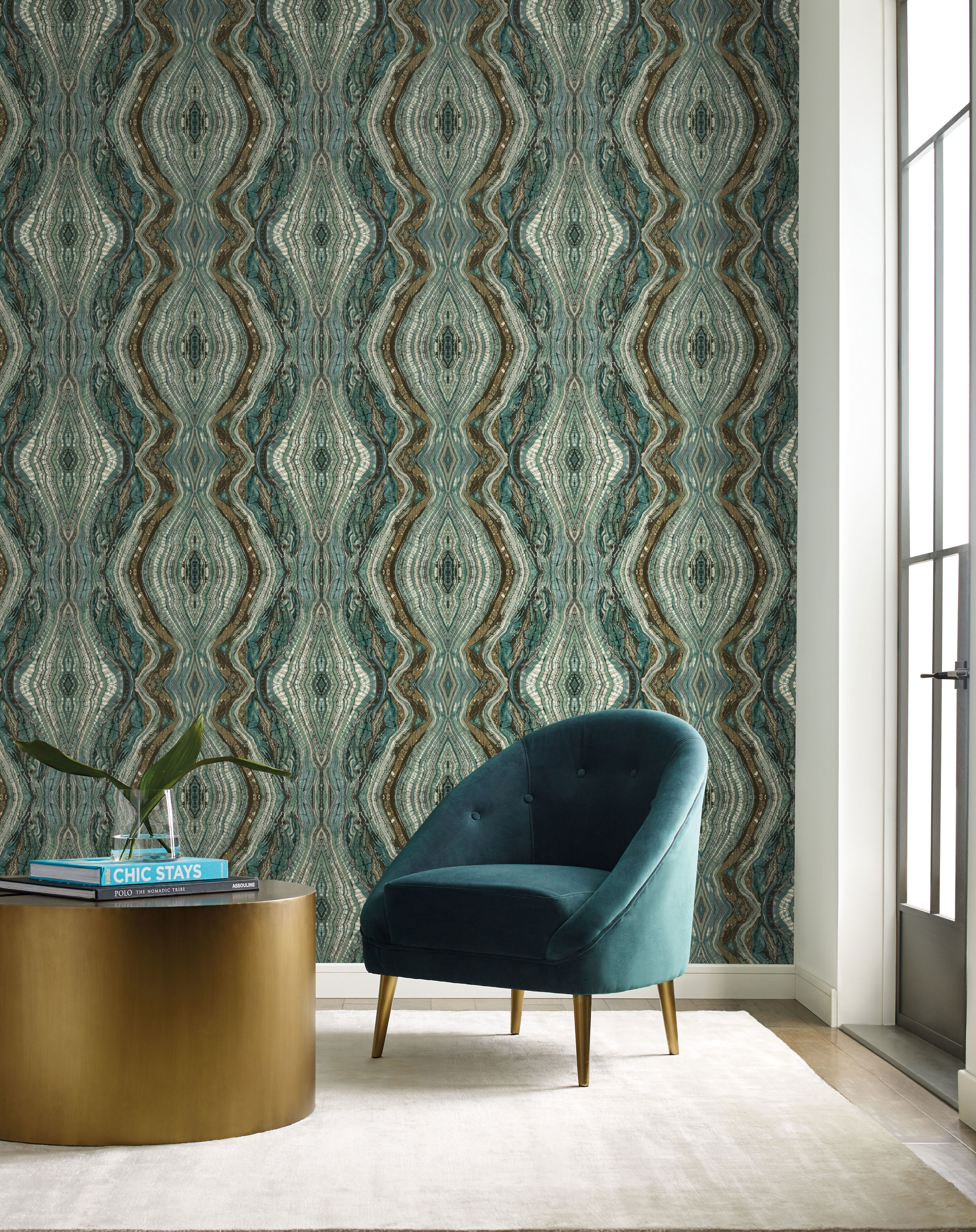 Kaleidoscope Teal Peel & Stick Wallpaper large image 