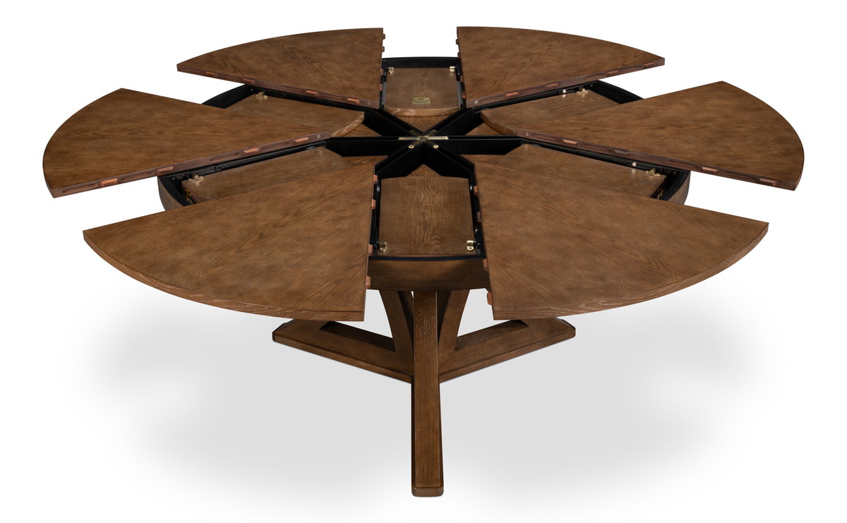 Casual Jupe Dining Table Light Mink Med, by Sarreid, 4'7" length x 4'7" width x 2'6" height View 3