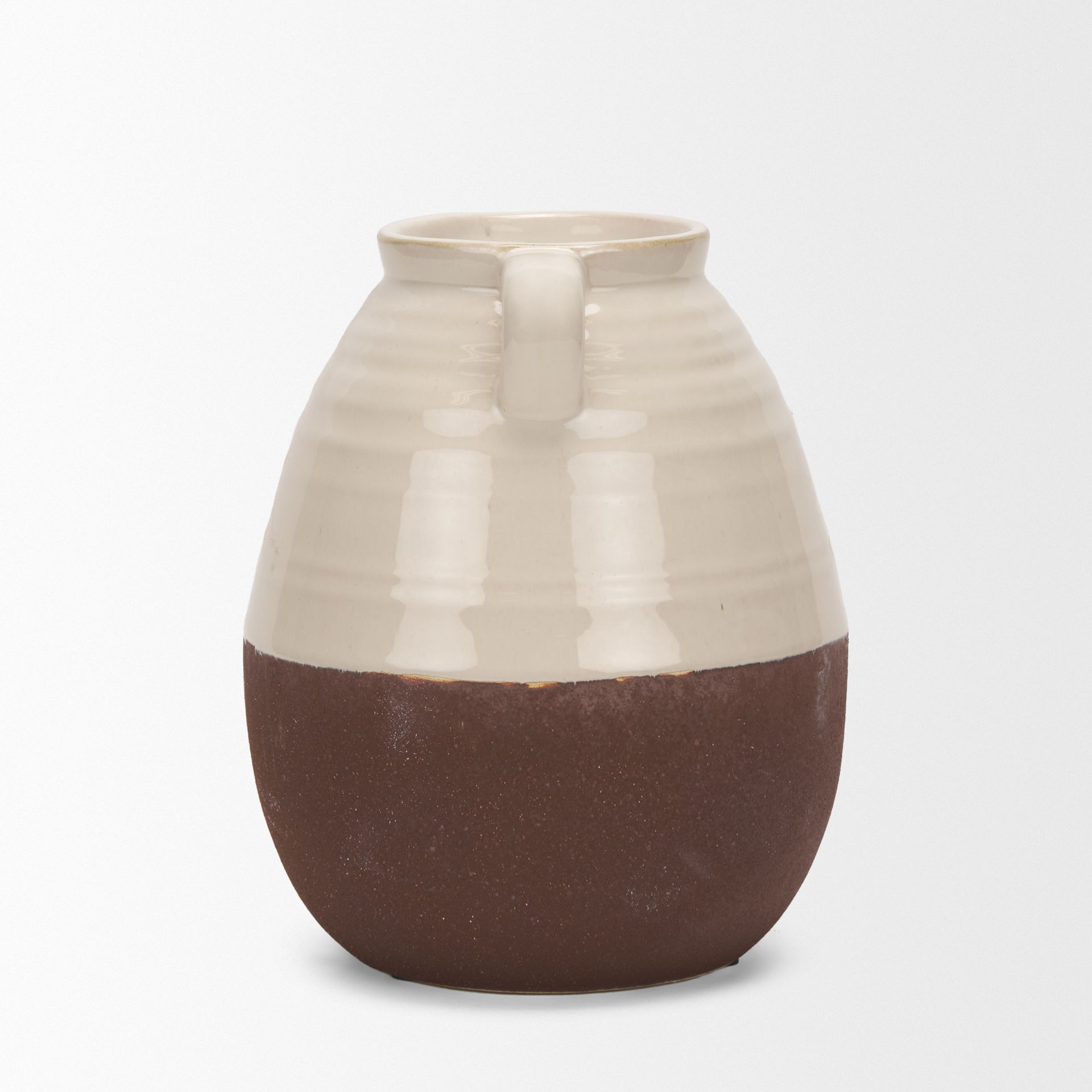 Tryna Small Beige with Matte Brown Ceramic Vase large image 