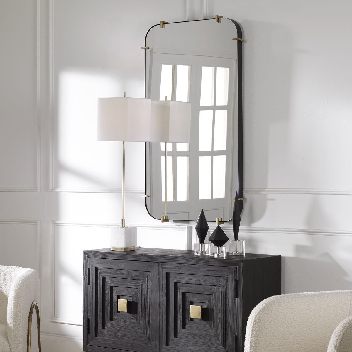 Pali Industrial Iron Mirror, by Uttermost, 27.12" width x 47.5" height x 2.5" depth View 2