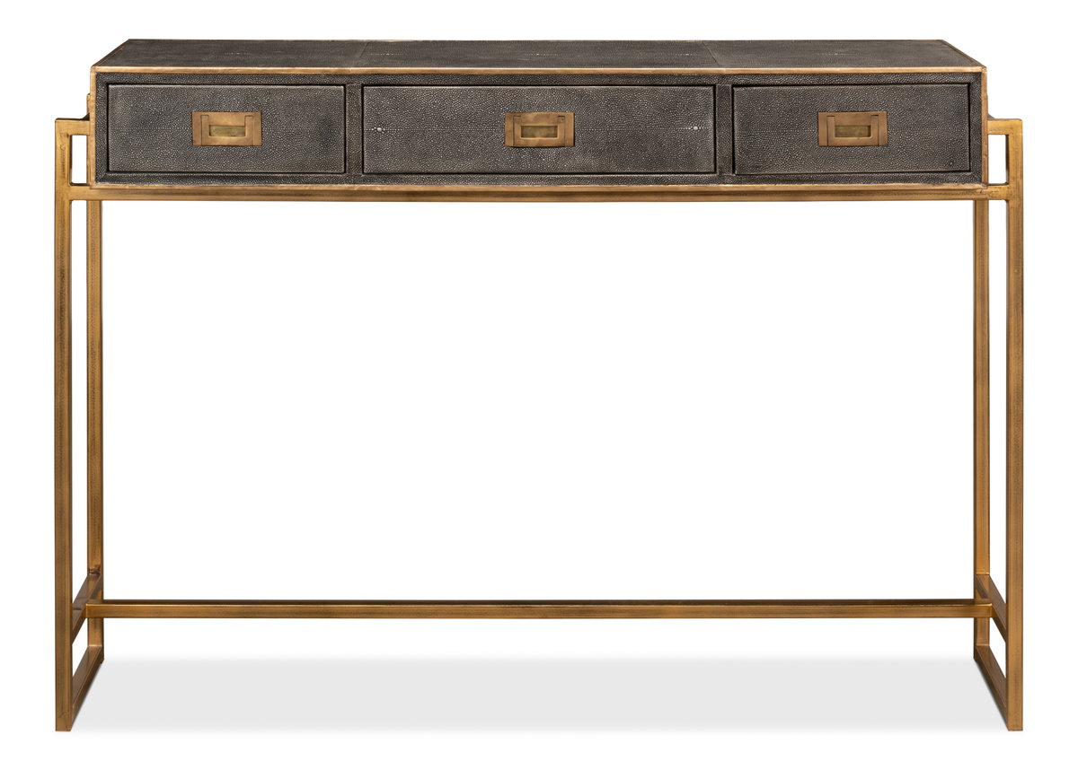Shagreen Gold & Gray Console, by Sarreid, 1' length x 4'1" width x 2'10" height View 2