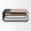 Miles Black Metal with Light Wood Nesting Coffee Table, by Mercana, 48" length x 48" width x 15" height thumbnail 4