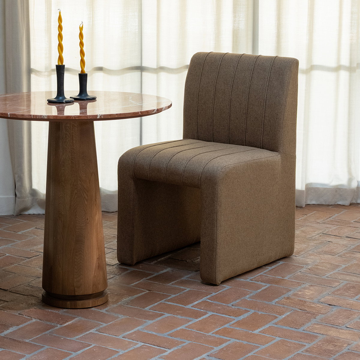 Sally Dining Chair Light Brown, by Moe's Home, 20.1" width x 33.9" height x 24.2" depth View 9