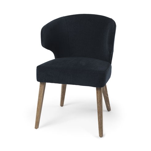 Niles 23.5L x 24.0W x 32.0H Navy Fabric Seat with Medium Brown Wooden Legs Wingback Dining Chair