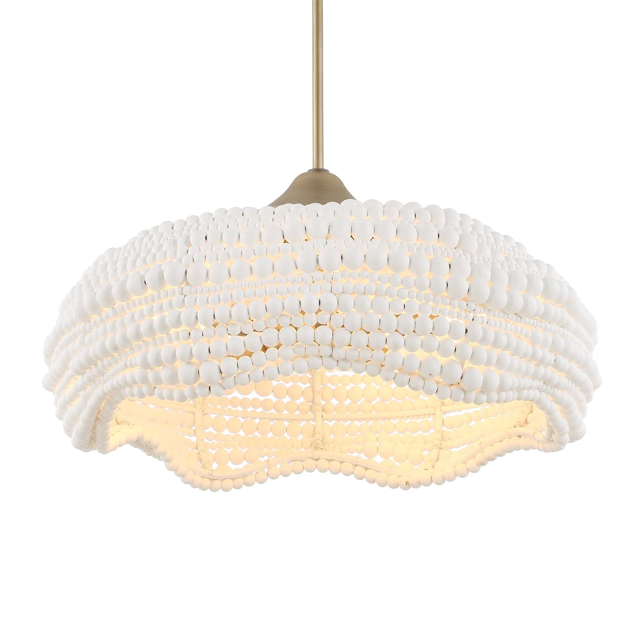 Biddeford 5 Light White Beaded Pendant, Ceiling Light by Uttermost, 24" width x 11.5" height x 24" diameter View 7