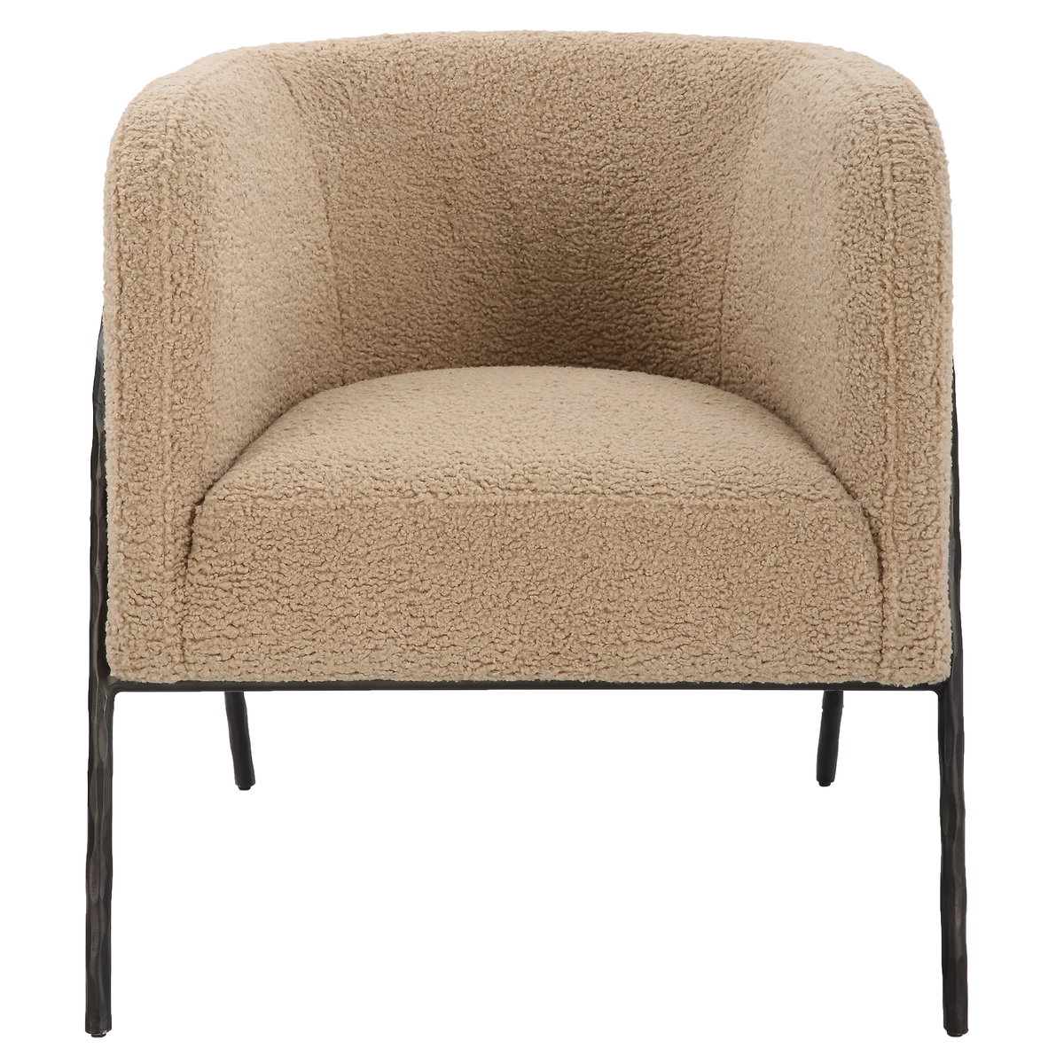 Jacobsen Tan Shearling Barrel Chair, Accent Chair by Uttermost, 28" width x 29" height x 27" depth View 1
