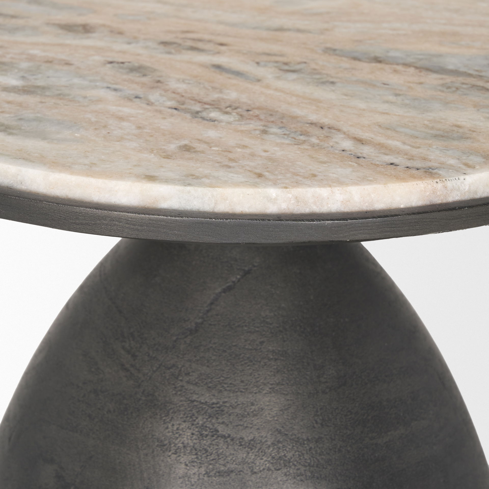 Russo Gunmetal Cast Aluminum with Brown Marble Accent Table large image 