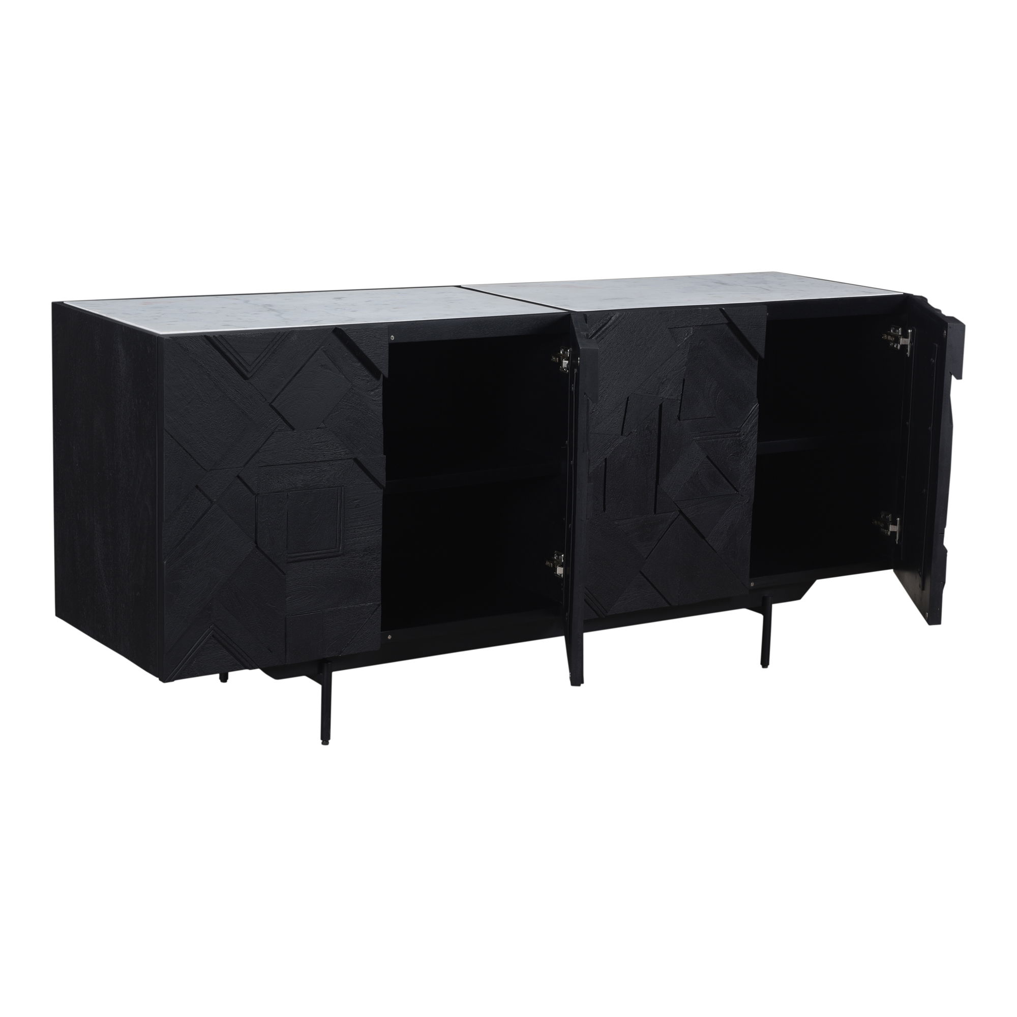 Kattan Sideboard Black, Cabinets & Sideboard by Moe's Home, 72" width x 31" height x 19" depth View 3