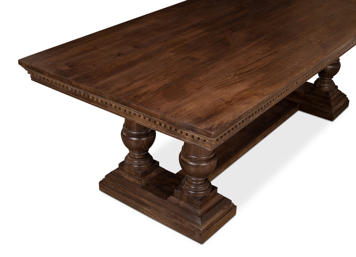 Joshua Pedestal Dining Table, by Sarreid, 3'6" length x 8' width x 2'7" height View 12