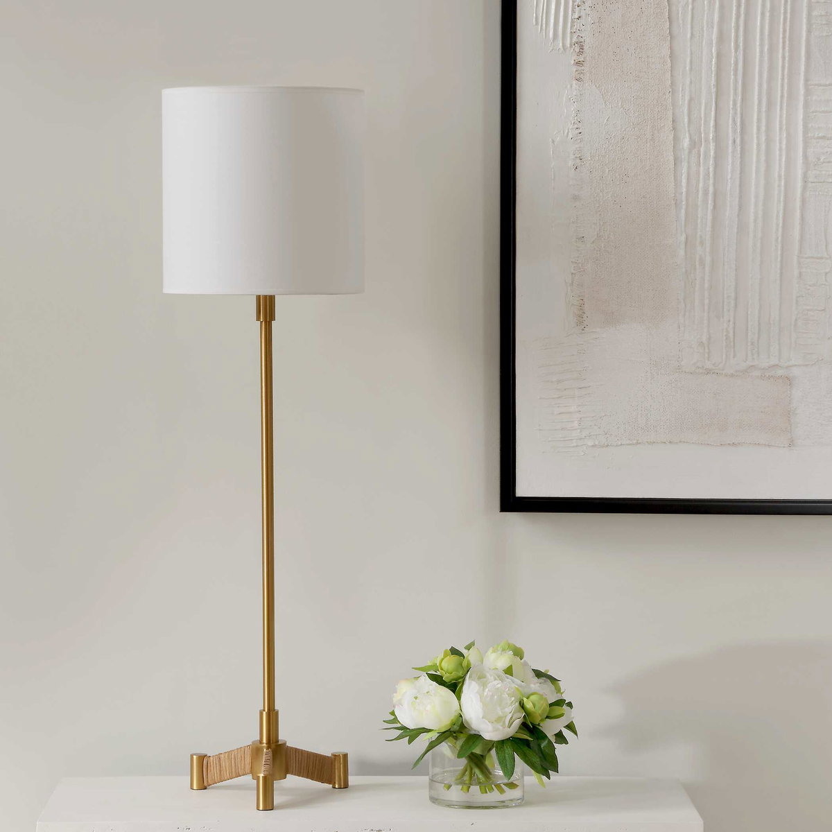 Lautoka Brass Buffet Lamp, by Uttermost, 10" width x 36" height x 10" depth View 4