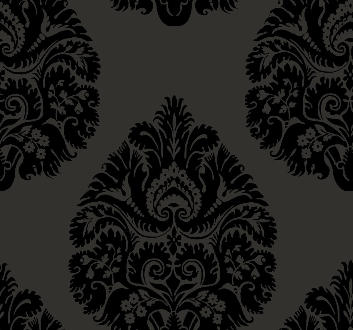Teardrop Damask Black Wallpaper, by York Wall, 27' length x 2'3" width x 0.02" depth
