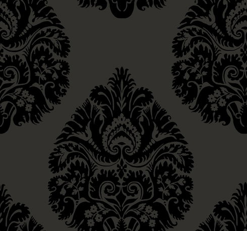 Teardrop Damask Black Wallpaper